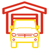 Car coming out of garage icon