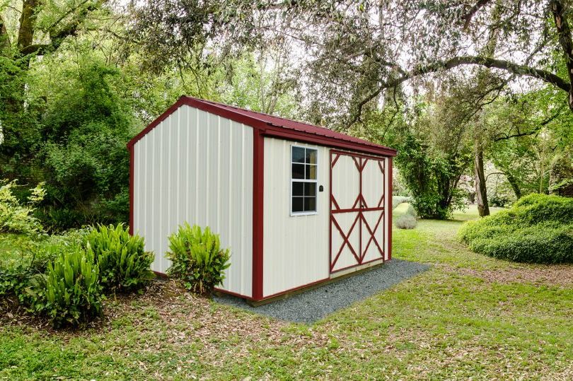 Outdoor storage shed in backyard